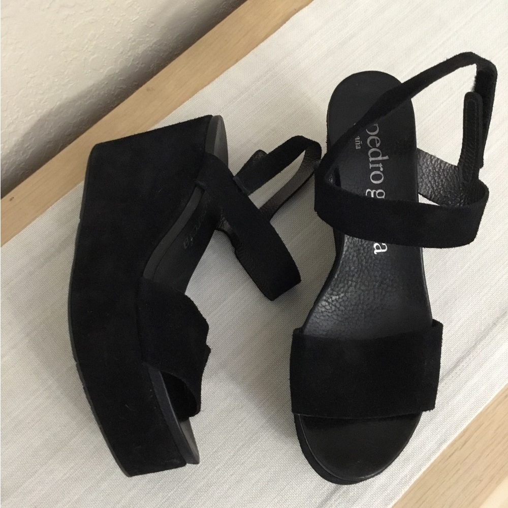 Pedro Garcia Elegant Black Wedge Sandals